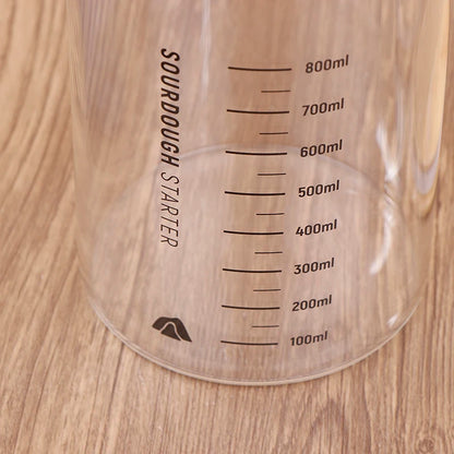 Sourdough Starter Fermentation Jar, Clear Glass, Durable Baking Storage, 300/600/900ml, with Heat Resistance