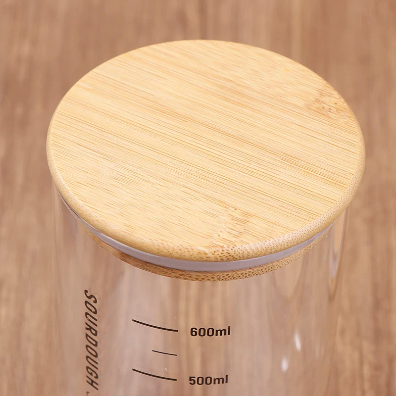 Sourdough Starter Fermentation Jar, Clear Glass, Durable Baking Storage, 300/600/900ml, with Heat Resistance