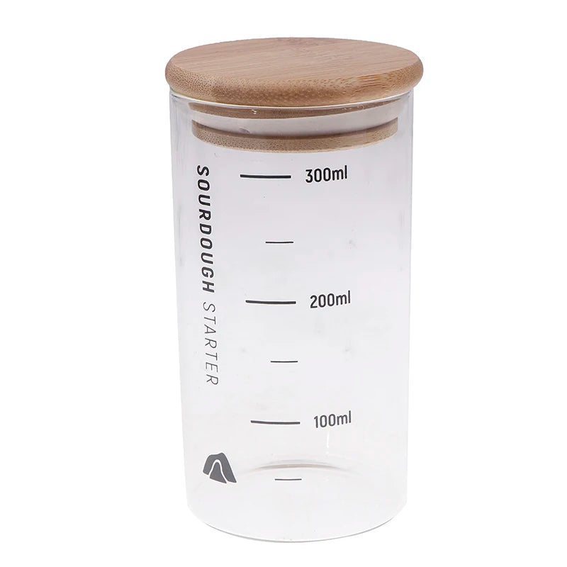 Sourdough Starter Fermentation Jar, Clear Glass, Durable Baking Storage, 300/600/900ml, with Heat Resistance